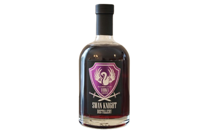 A bottle of Swan Knight Distillery Blackberry and Plum Vodka Liqueur.
